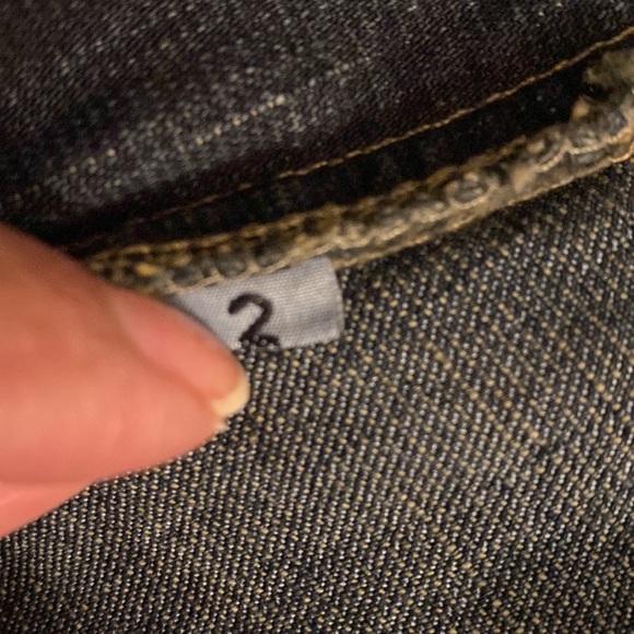 K/R/A/U/S  Blue Jean  Cropped Wide Rolled Up Decorative Stitching Size 2 - Picture 6 of 7